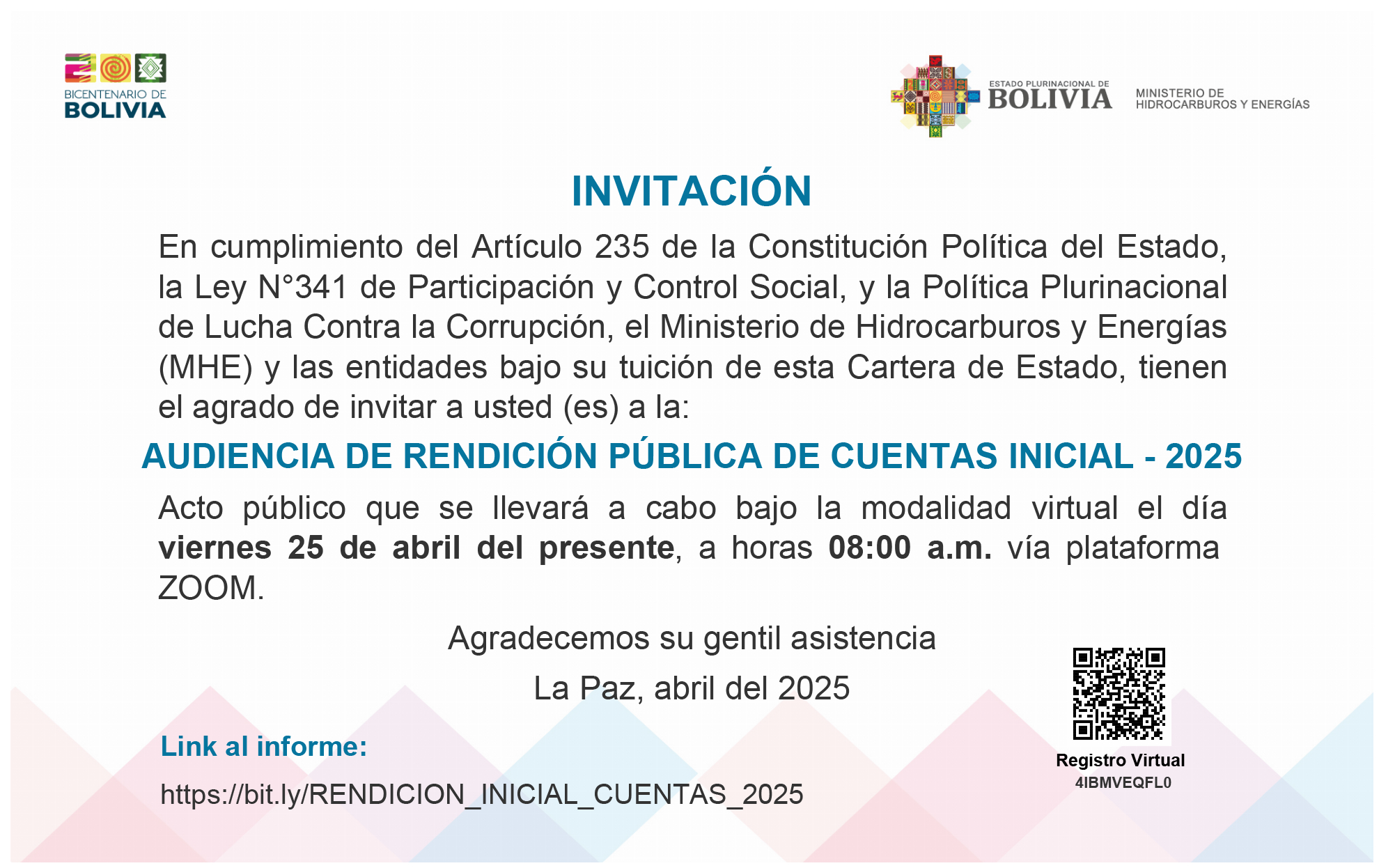 AUDIENCIA DE RENDICION PUBLICA DE CUENTAS INICIAL 2025